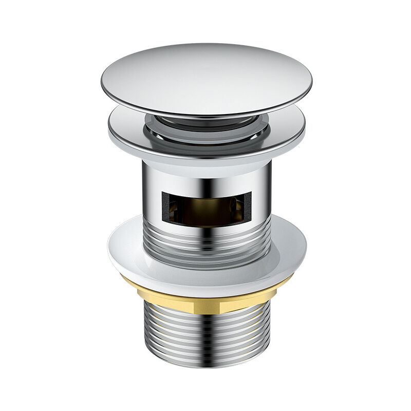 Pop-Up-Waschbeckenstopfen ohne Überlauf, universeller Chrom-Kupfer-Waschbecken-Ablaufstopfen für Küchen, Badezimmer, Waschbecken, Waschbecken