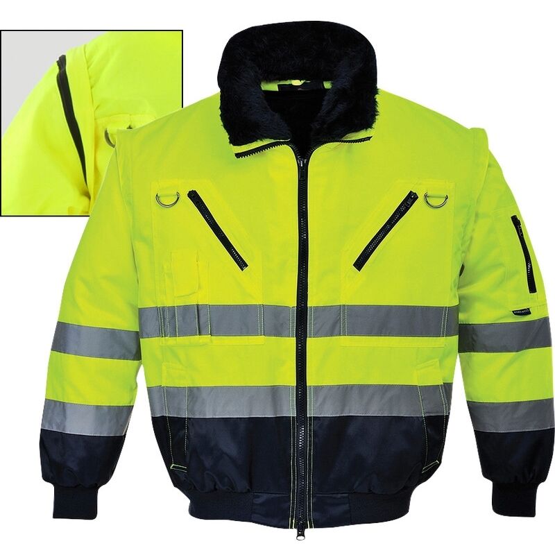 Portwest PJ50 Warnschutz 3-in-1 Kontrast Pilotjacke Gelb/Blau XXL