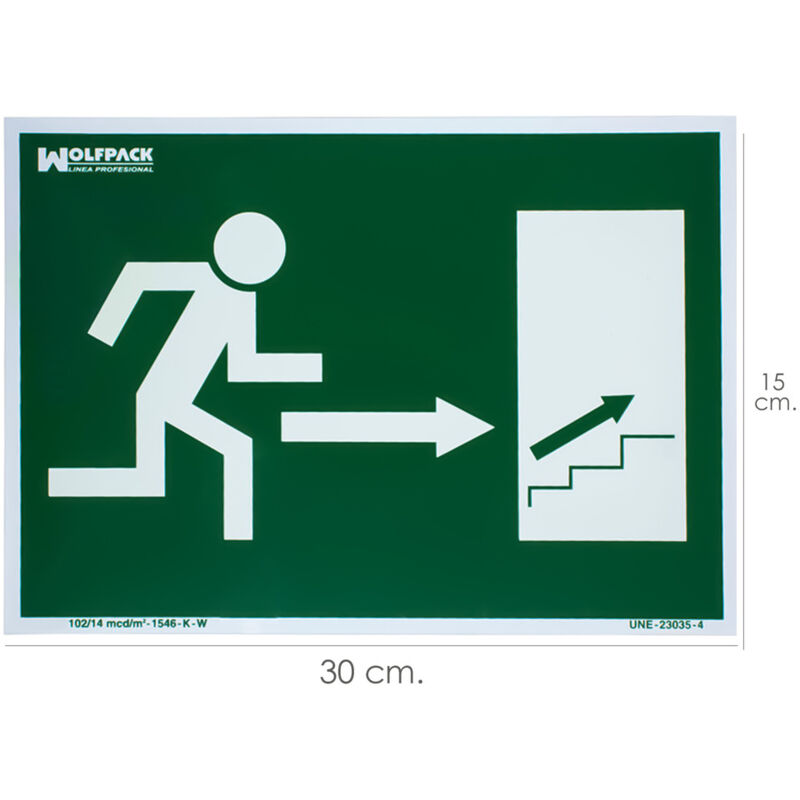 Hinweisschild Treppenausgang rechts nach oben 21x30 cm.