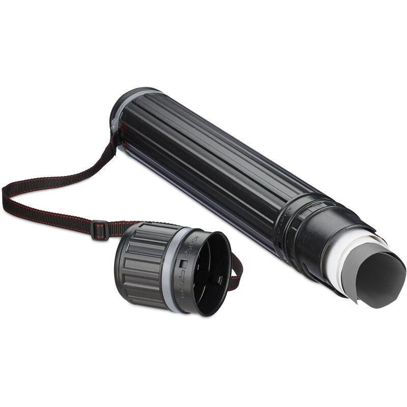 Posterrolle, bis Größe A0, Transport Poster & Zeichnungen, ausziehbar 64–107 cm, Zeichenrolle, schwarz/grau - Relaxdays