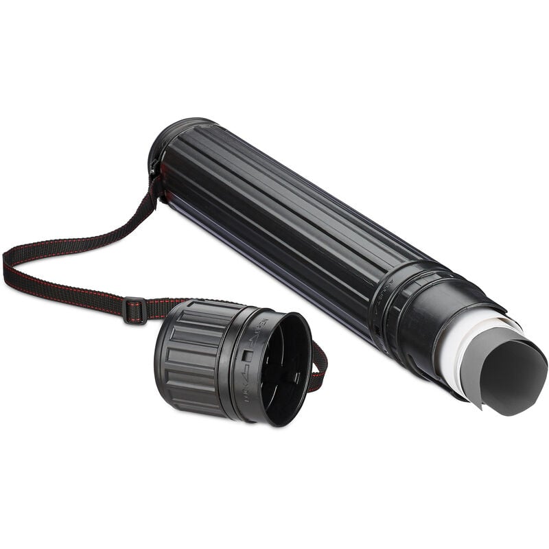 Posterrolle, bis Größe A0, Transport Poster & Zeichnungen, ausziehbar von 64–107 cm, Zeichenrolle, schwarz - Relaxdays