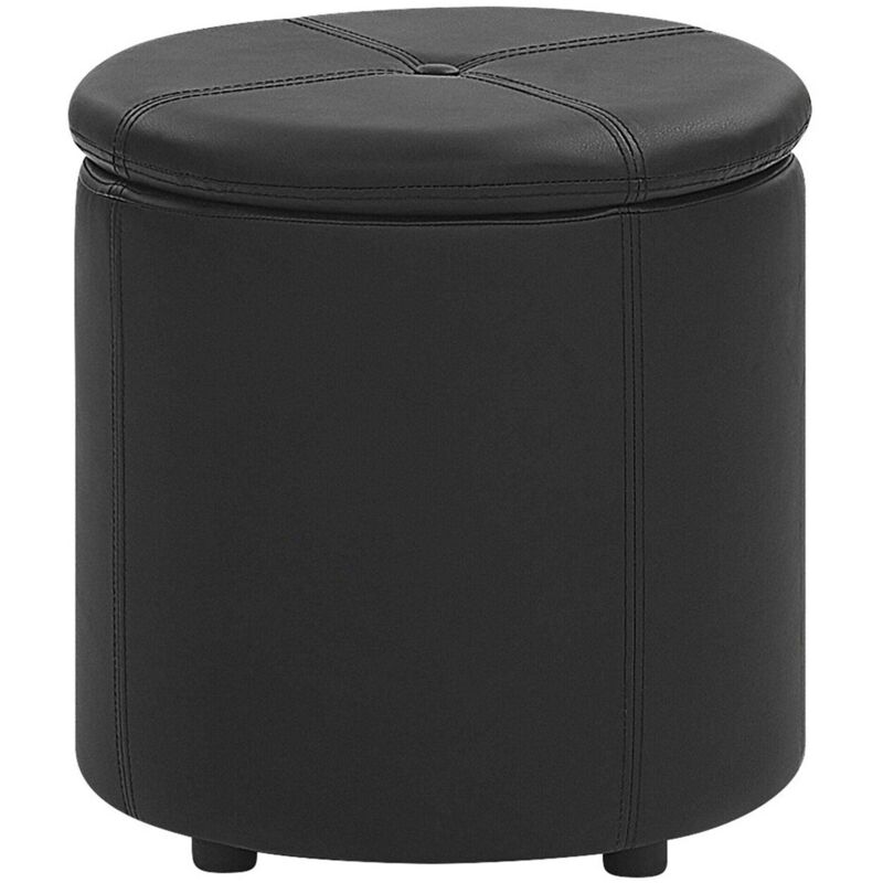 Beliani - Pouf Schwarz Kunstleder mit Deckel und praktischem Stauraum Sitzhocker Fußhocker Glamour Look