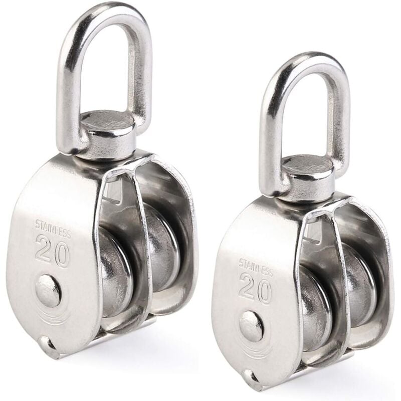 Doppelrolle, 2 Stück, Edelstahl 304, drehbare Doppelrolle, INHHUB