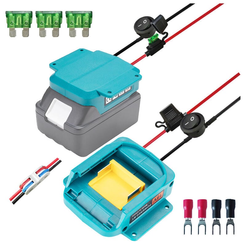 Coocheer - Power Wheel-Adapter für 18-V-Makita-Akku, Akku-Adapter, Basis-Stromanschluss mit Sicherung und Schalter 14 awg, Akku-Umrüstsatz