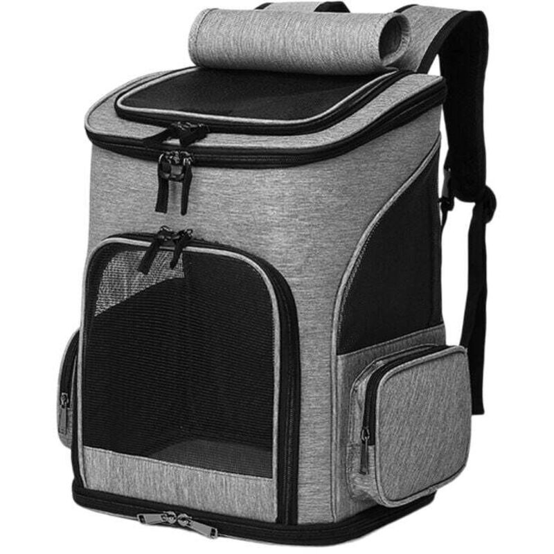 Praktische Hundetragetasche für Ausflüge – Faltbarer Haustier-Rucksack – Hunde-/Katzentragetasche – Haustier-Rucksack – Grau mumu