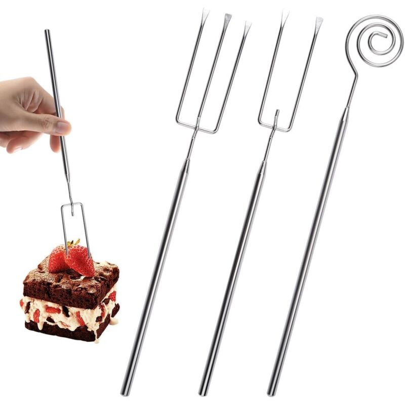 Pralinengabel, 3-teiliges Schokoladengabeln-Set aus Edelstahl, Dipgabel, Fonduegabeln für Süßigkeiten, handgemachte Trüffel, Käse, Marshmallows,