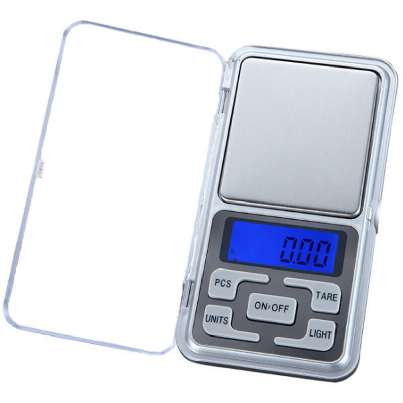Präzisions-Küchenwaage 0,01 g–500 g – LED-Anzeige – Edelstahloberfläche – 5 Maßeinheiten – Zählt und wiegt kleine Gegenstände