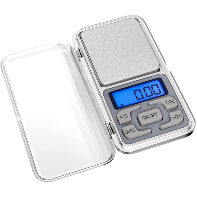 Präzisions-Küchenwaage, 0,01 g–500 g, Mini-Multifunktions-Lebensmittelwaage mit LED-Anzeige und Tara-Funktion, elektronische Waage für Lebensmittel,