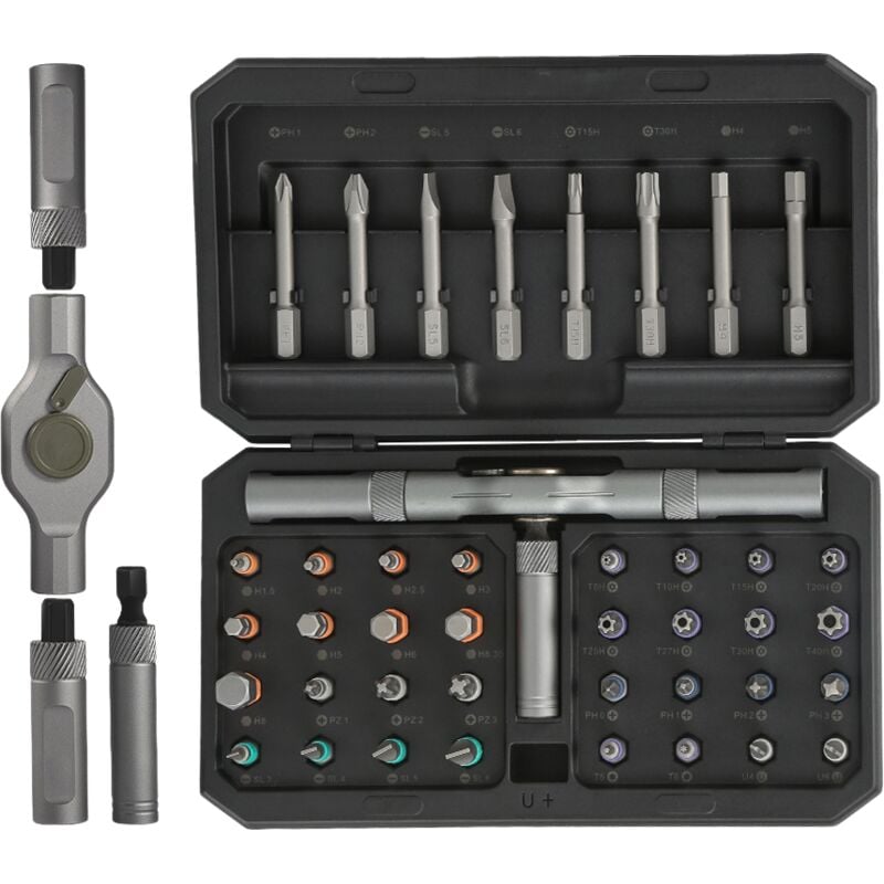 Präzisions-Ratschenschraubendreher-Set, 42-in-1-Magnetschraubendreher-Bit-Set, für Möbel, Fahrrad, Computer