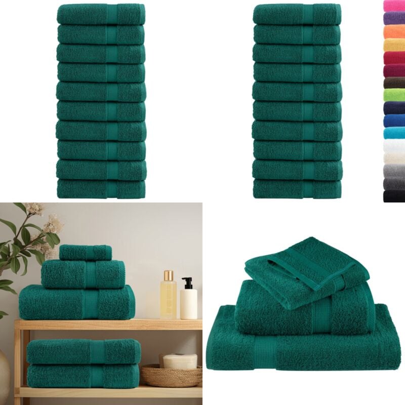 Premium-Badetücher solund 10 Stk. 100x150 cm 600 g/m² - Baumwolle - Badehandtücher - Handtücher - Grüne Handtücher - Große Handtücher - Home & Living