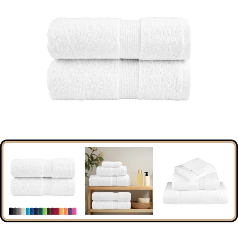 Premium-Gästetücher solund 2 Stk. Weiß 30x50cm 600 g/m² - Handtücher - Gästetücher - Badezimmertextilien - Weiße Handtücher - Baumwollhandtücher