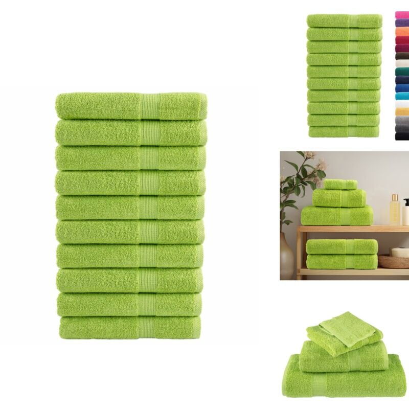 Premium-Handtücher solund 10 Stk. Apfelgrün 100x200 cm 600 g/m² - Baumwolle - Handtücher - Badeset - Küchenhandtücher - Wascheimer