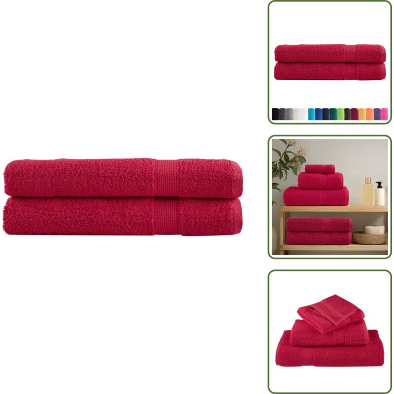 Premium-Saunatücher SOLUND 2 Stk. Rot 80x200 cm 600 g/m² - Saunatuch - Badeset - Wellness - Baumwolle - Rot