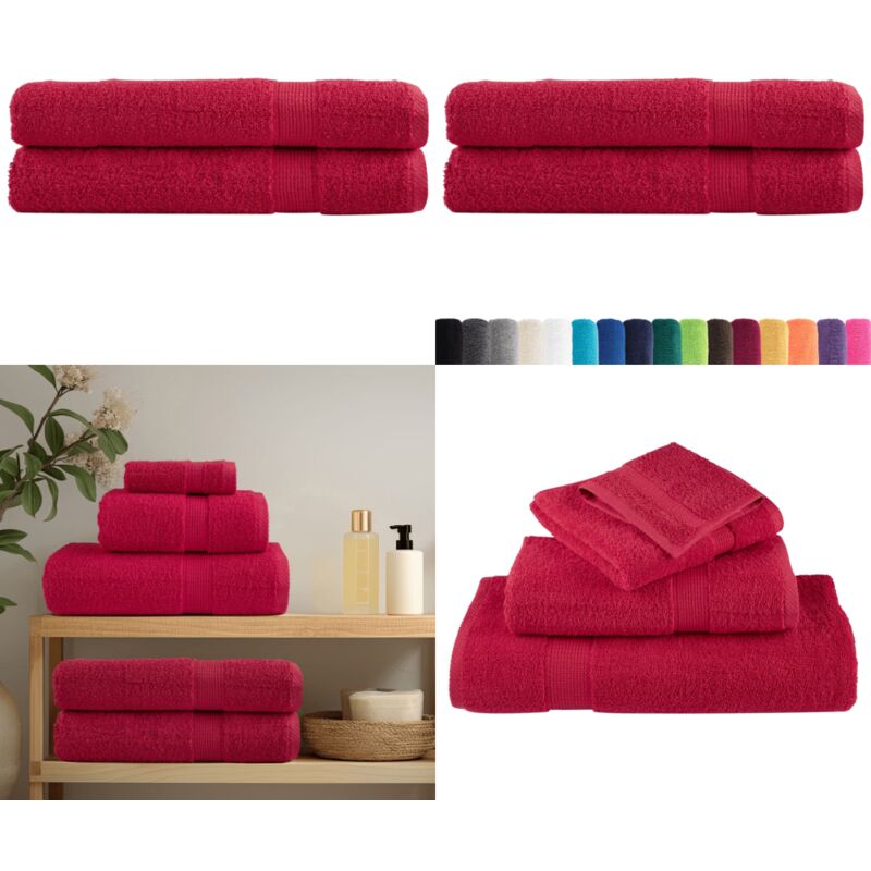 Premium-Saunatücher solund 2 Stk. Rot 80x200 cm 600 g/m² - Saunatuch - Badeset - Wellness - Baumwolle - Rot - Home & Living