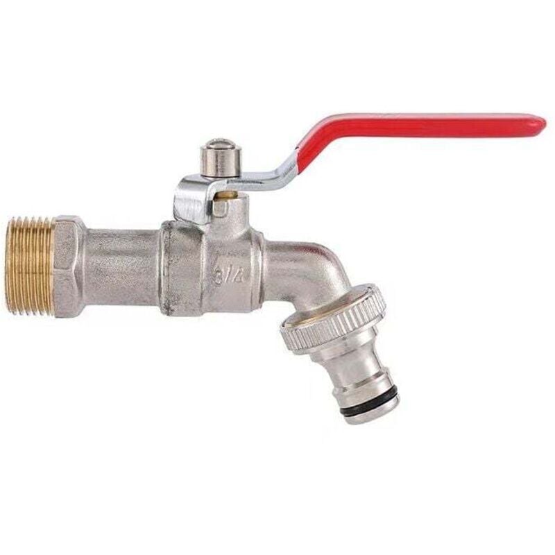 Premium Wasserhahn aus Messing, rost- und frostbeständig + gratis Schlauchverbinder + Ebook für Garten, Waschmaschine, Regentonne