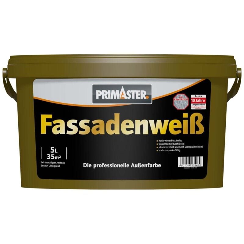 Fassadenfarbe 5 l weiß Dispersionsfarbe Wandfarbe Aussenfarbe - Primaster