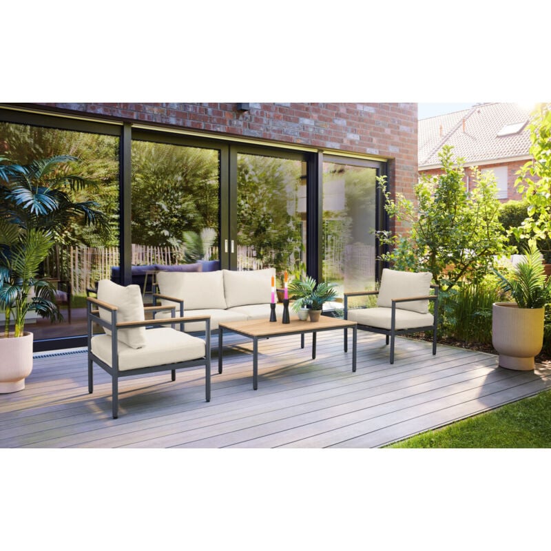 Primaster - Gartenmöbel-Set Positano Holz/Alu Lounge Set Gartenmöbel Sitzgruppe