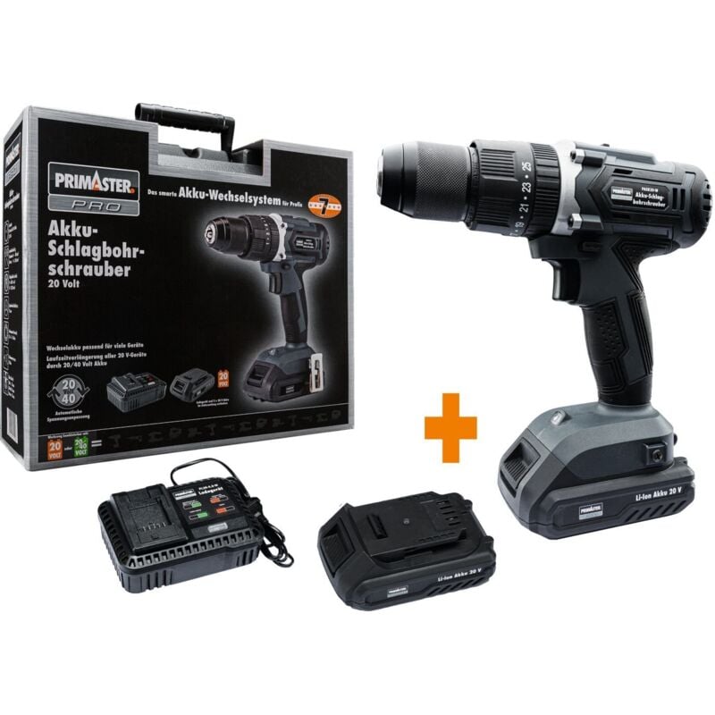 Primaster Pro - Primaster Akku-Schlagbohrschrauber-Set 20V Akkuschrauber Bohrschrauber Koffer