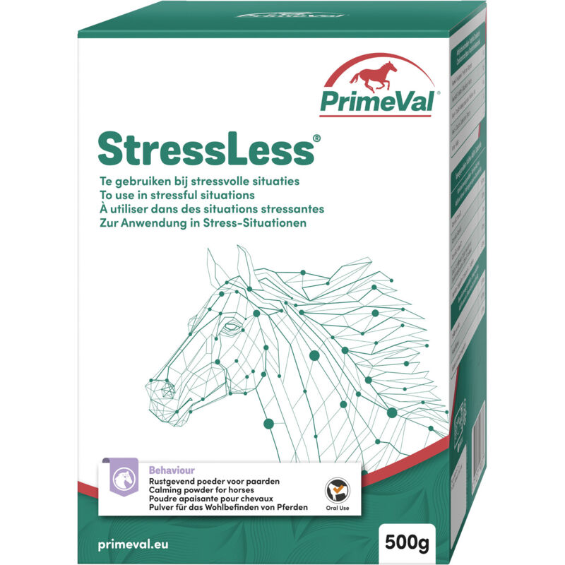 PrimeVal Stressless Pulver für Pferde - beruhigendes Ergänzungsfuttermittel für Stress-Situationen - 500 g