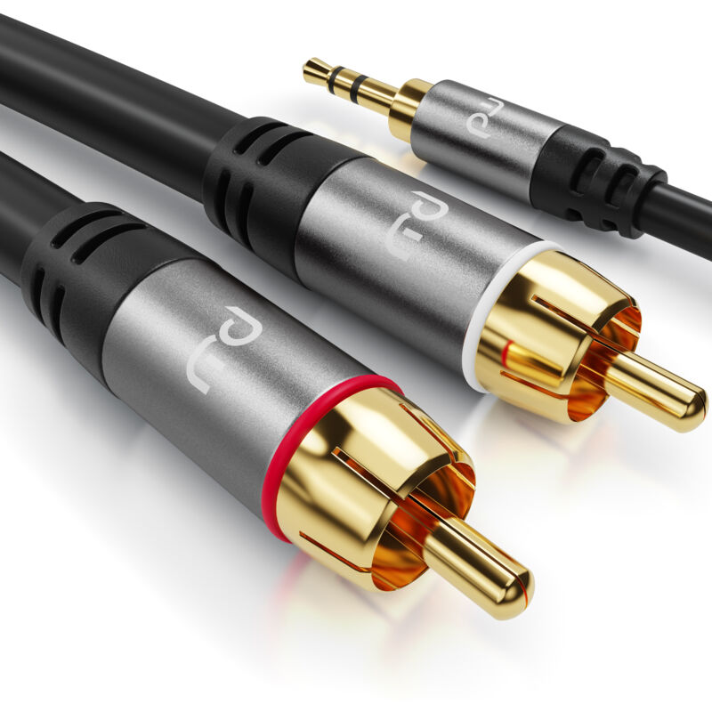 Primewire - Cinch zu 3,5-mm-Klinke Audio-Kabel, rca, aux, Stereo HiFi Audio-Adapter mehrfach geschirmt - 1m