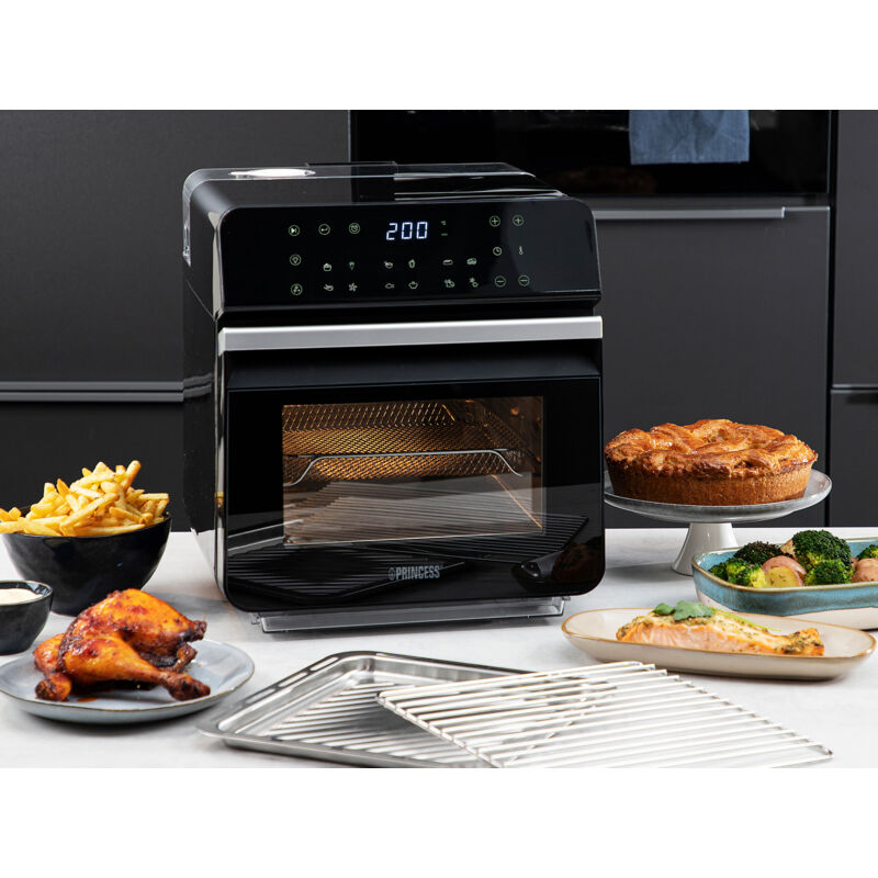 Princess - 3in1 Digitale Heißluftfritteuse Mini Backofen & Dampfgarer 10 Liter, 1550 Watt