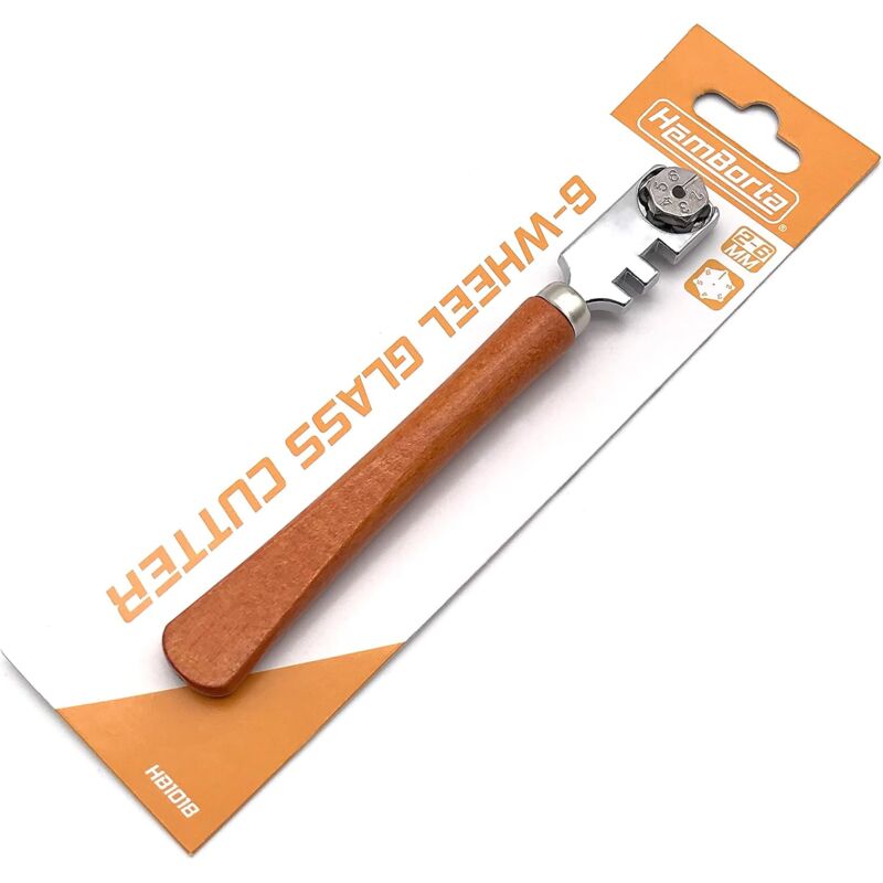 Aougo - Professioneller 6-Rad-Glasschneider mit Wolframkarbid-Schneidrädern für 2–6 mm Schnitte auf Brillen, Spiegeln und Buntglas, ausgestatteter