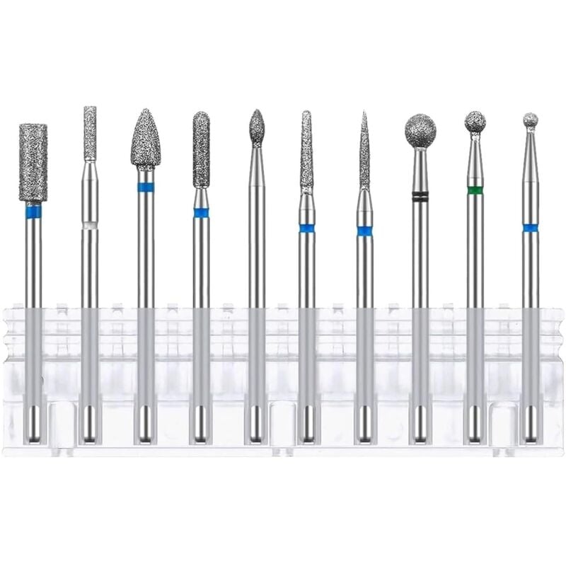 Professioneller Diamant Bits 10 Stück für Nagelfräser,Schleifkörper Set für Maniküre Nagelpflege, Entfernen Nagelhaut Kit,Legierter Wolframstahl Bits