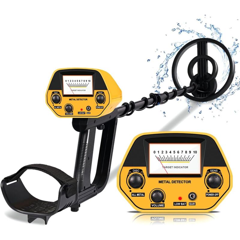 Professioneller Metalldetektor für Kinder und Erwachsene, Disc-Modus, verstellbarer Stab 78-108 cm, wasserdichte Suchspule 20 cm