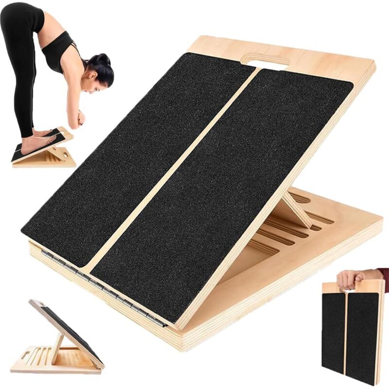 Professionelles Schrägbrett, Schrägbrett aus Holz, 2-in-1-Balance-Board, Waden-Stretch-Board, verstellbares Stretch-Board für Kniebeugen,