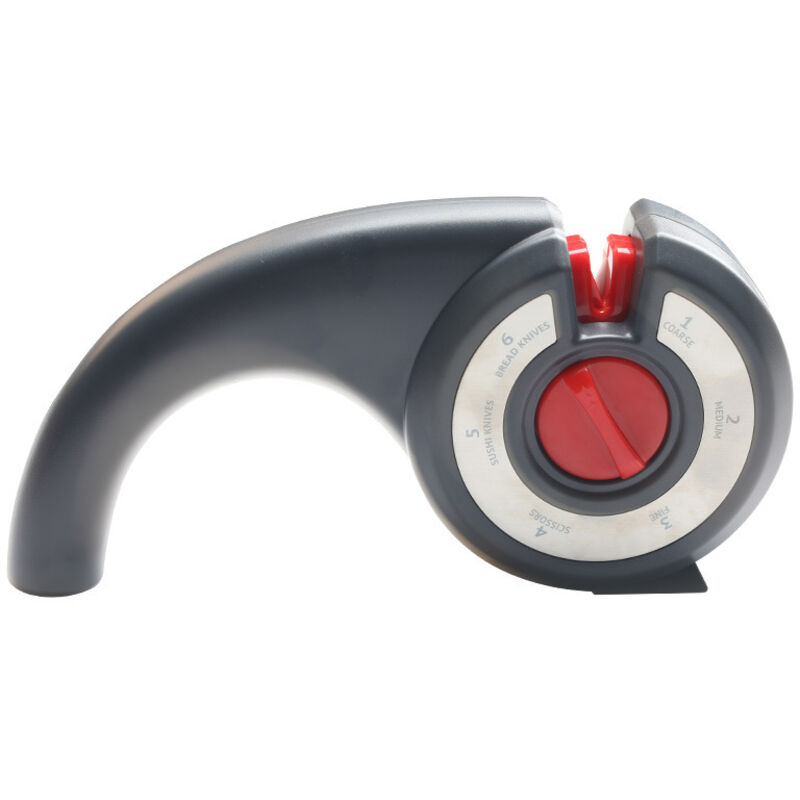 Profi Manuelle Messerschärfer mit 6 Stufen in 1, Einstellbarer Knopf, 3 Stufen Messerschleifer + 3 Extra für Sushi-Messer, Brotmesser & Scheren,