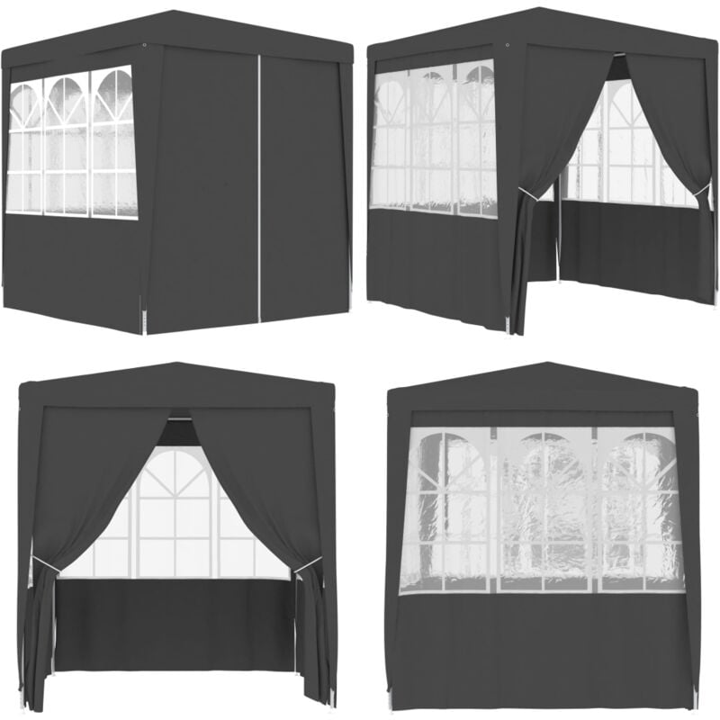 Profi-Partyzelt mit Seitenwänden 2×2m Anthrazit 90 g/m² - Partyzelt - Gartenpavillon - Outdoor Zelt - Grillplatzüberdachung - Festzelt - Home & Living