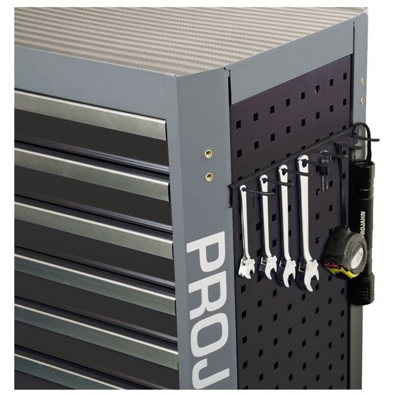 Projahn Zubehör Werkstattwagen mit Vierkantlochung Hakenleiste für 7 Teile Schwarz