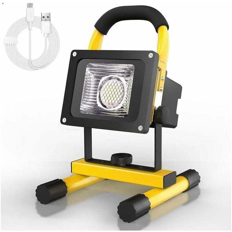 Projecteur led Rechargeable 30W 2500LM Projecteur Chantier 6000mAh Lumiere led Sans Fil Exterieur Projecteur led Batterie Projecteur led Portable