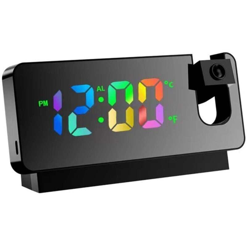 Projektionswecker fürs Schlafzimmer, LED-Wecker fürs Schlafzimmer, RGB-Farbwechseluhr für Teenager und Kinder, Schlummerfunktion, lauter Doppelwecker
