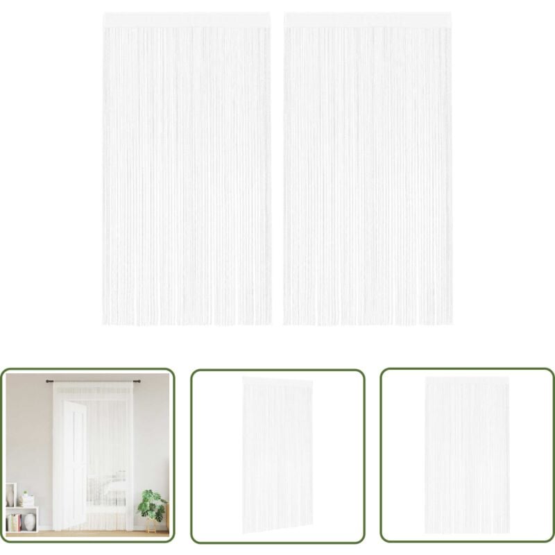 The Living Store Fadenvorhang 2 Stk.100 x 250 cm Weiß - Fensterdeko - Vorhänge - Gardinen - Fadenvorhänge - Weiße Vorhänge