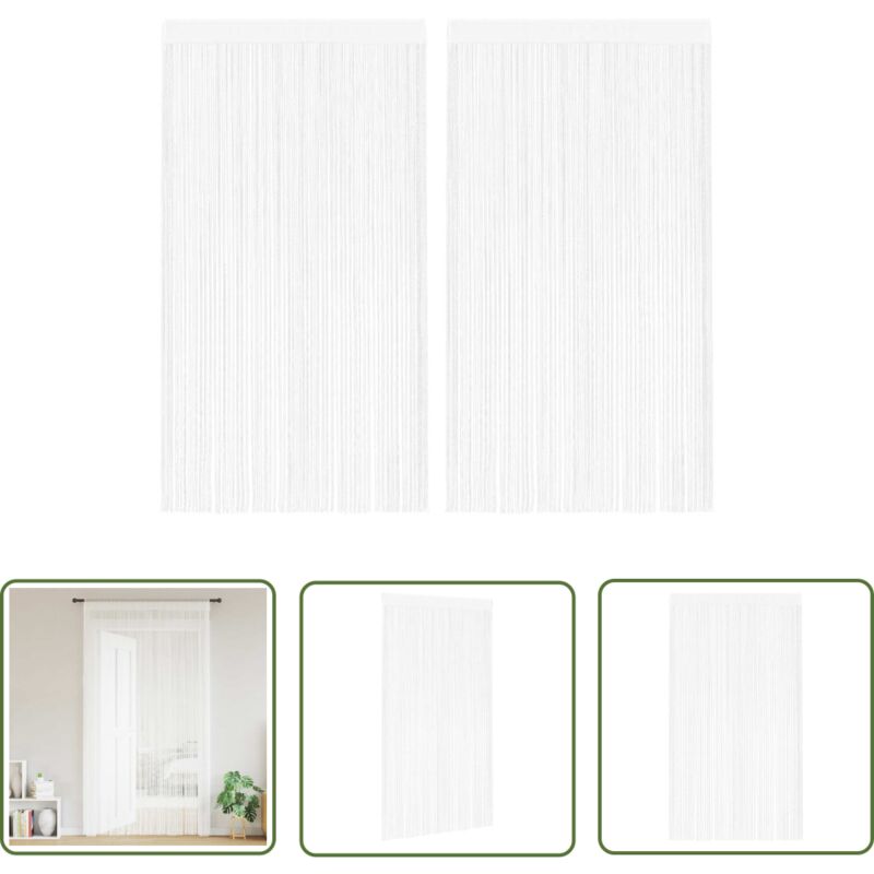 The Living Store Fadenvorhang 2 Stk.100 x 250 cm Weiß - Fensterdeko - Vorhänge - Gardinen - Fadenvorhänge - Weiße Vorhänge