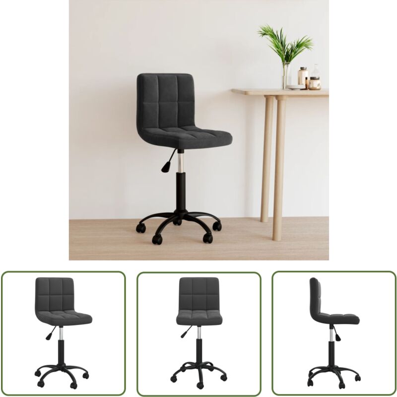 The Living Store Bürostuhl Drehbar Schwarz Samt - Drehstuhl - Bürostuhl - Schreibtischstuhl - Samtsessel - Schwarzer Sessel