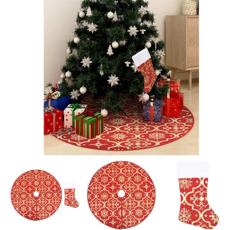 Prolenta Premium - The Living Store Luxus-Weihnachtsbaumdecke mit Socke Rot 122 cm Stoff - Weihnachtsbaumdecken - Rot