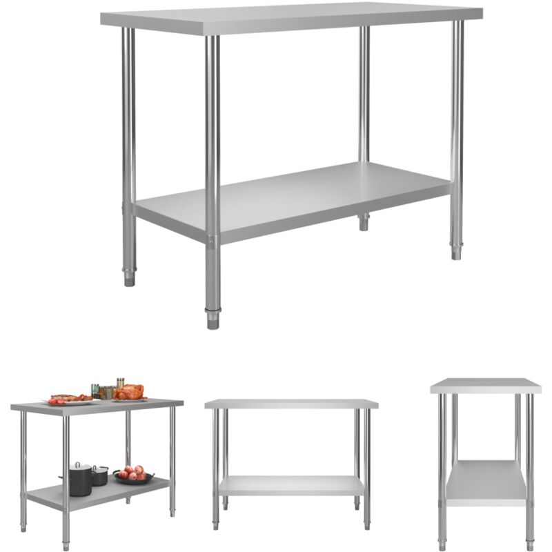 Prolenta Premium - The Living Store Küchen-Arbeitstisch 120 x 60 x 85 cm Edelstahl - Gastronomie