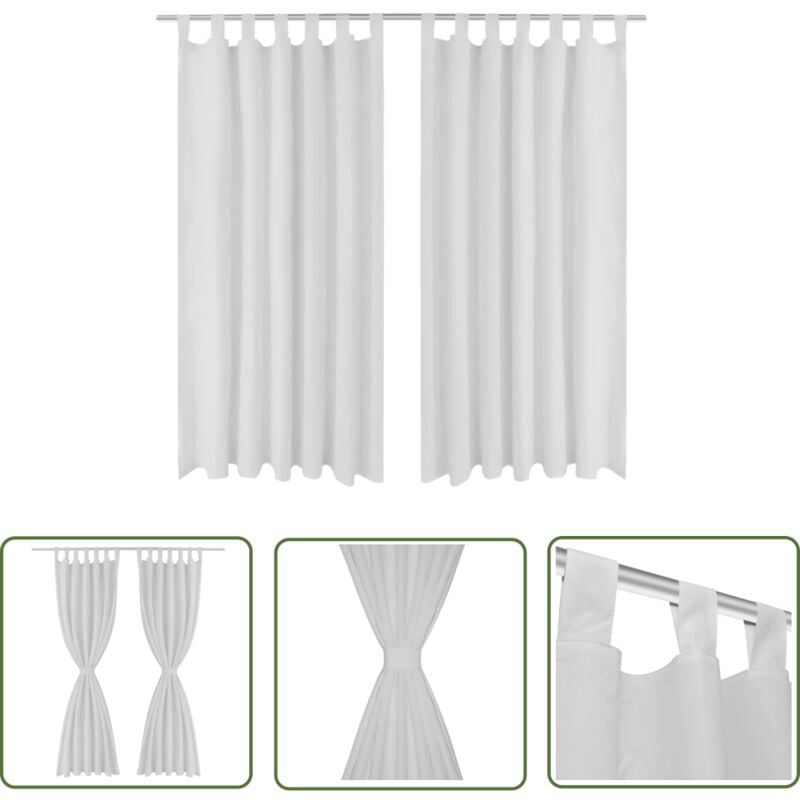 Prolenta Premium - Vorhänge Gardinen aus Satin 2-teilig 140 x 175 cm Weiß - Satin Vorhänge - Weiße Vorhänge - Wohnraumdekoration - Fensterdeko
