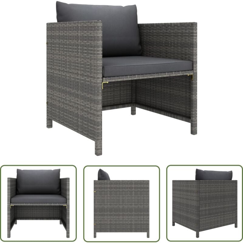 Prolenta Premium - The Living Store Gartensofa mit Kissen Grau Poly Rattan - Gartensofa - Loungemöbel - Outdoor Möbel - PE-Rattan - Stahler Sofa