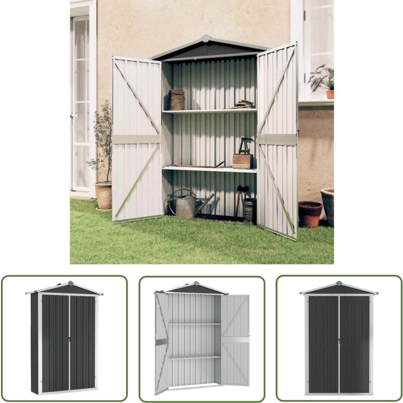 Prolenta Premium - The Living Store Gerätehaus Anthrazit 116x45x175 cm Verzinkter Stahl - Gartenschuppen - Gerätehaus - Werkzeuglager