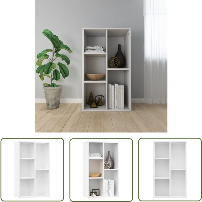 The Living Store Bücherregal/Sideboard Weiß 50x25x80 cm Holzwerkstoff - Bücherregal - Sideboard - Holzwerkstoff - Weißes Möbelstück