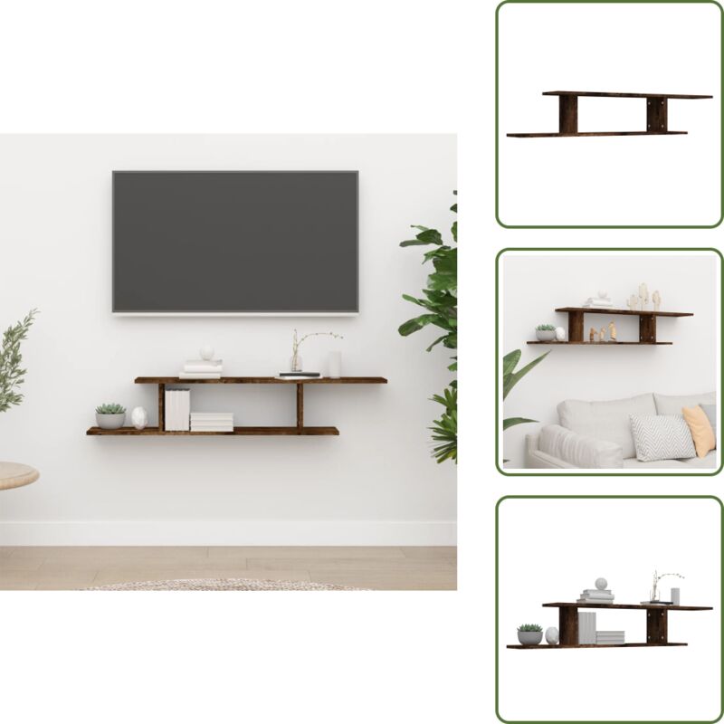 Prolenta Premium - The Living Store TV-Wandregal Räuchereiche 125x18x23 cm Holzwerkstoff - TV-Regal - Wandregal - Holzwandregal - Rauchereiche Möbel