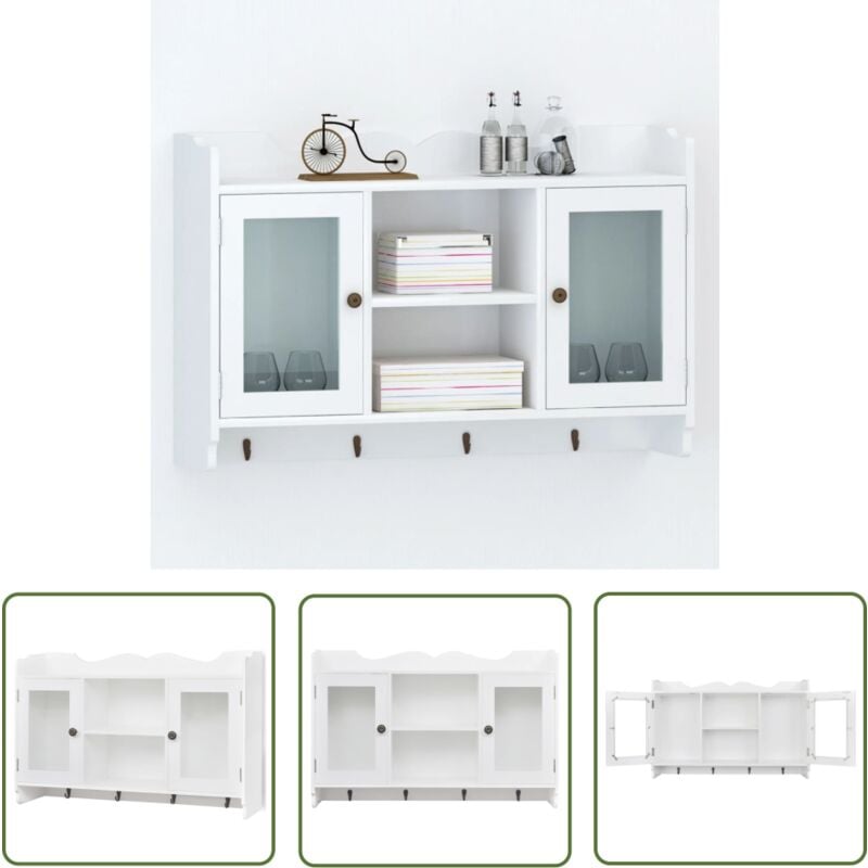 Prolenta Premium - The Living Store Hängeschrank mdf Weiß - Hängeschrank - Wandregal - Küchenregal - Glasvitrine - Weißes Möbelstück