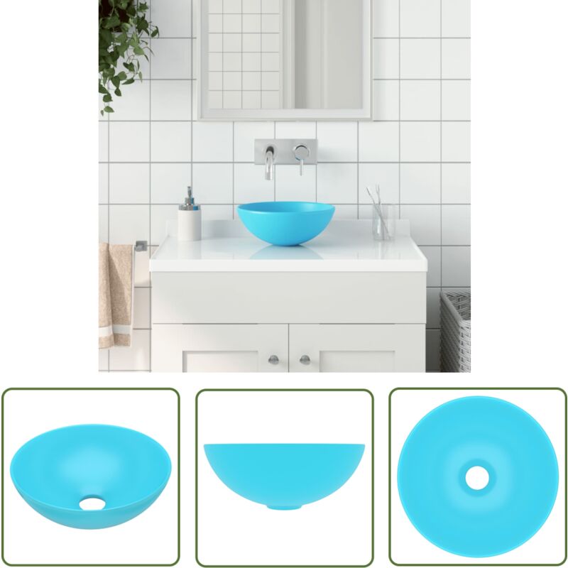 Jinlefu - The Living Store Waschbecken Keramik Hellgrün Rund - Waschbecken - Keramik-Waschbecken - Rundes Waschbecken - Aufsetzbecken