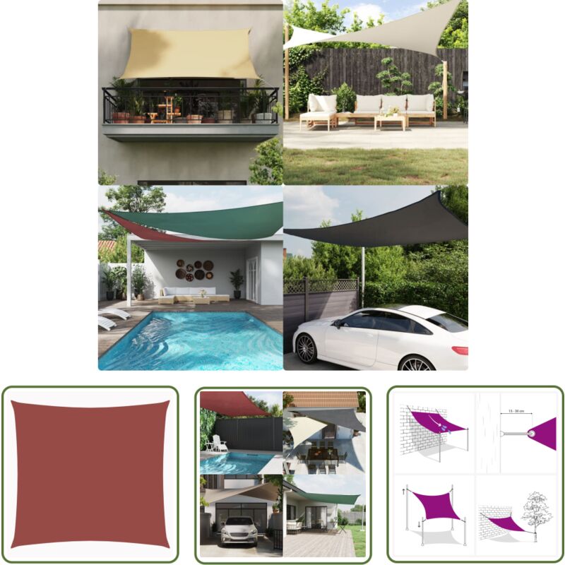 Prolenta Premium - The Living Store Sonnensegel Oxford-Gewebe Quadratisch 3x3 m Terrakotta-Rot - Sonnensegel - Oxford-Gewebe - Sonnenschutz