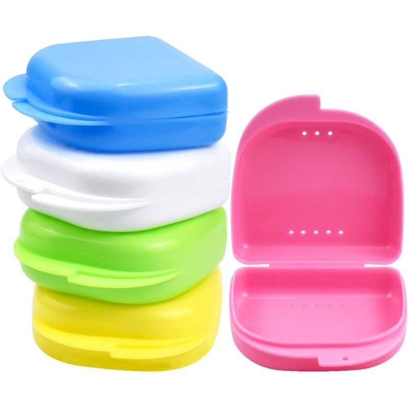 Prothesenbox, 5-teilige schmale Prothesenboxen, Aufbewahrungsboxen für Prothesen, kieferorthopädische Retainer, Mundschutz - mit Belüftungslöchern