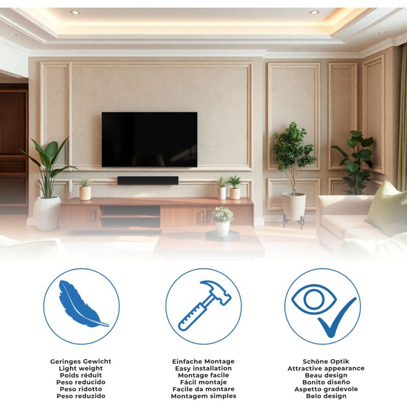 Proviston - Lichtleiste Polystyrol 27 x 70 x 2000 mm Weiß Indirekte Beleuchtung Led-Beleuchtung