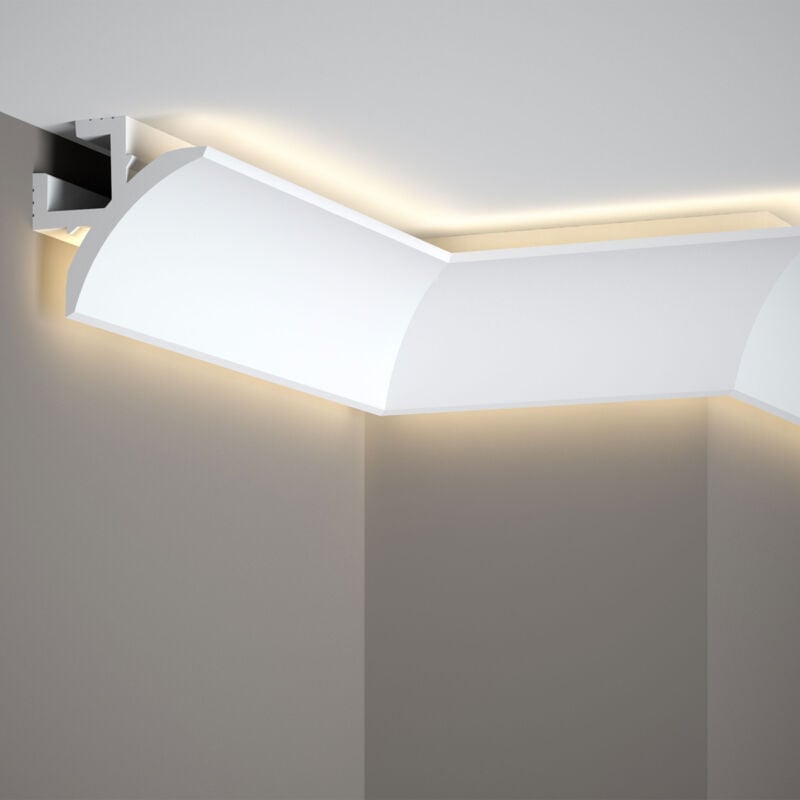 Proviston - Lichtleiste 85 x 85 x 2000 mm led Stuckleiste Polyurethan Weiß Indirekte Beleuchtung LED-Beleuchtung